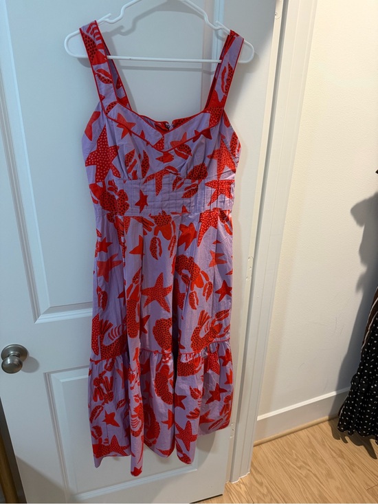 FARM Rio Dresses & Skirts - FARM Rio Lavender Midi Dress with Bold Red Sea-Life Print